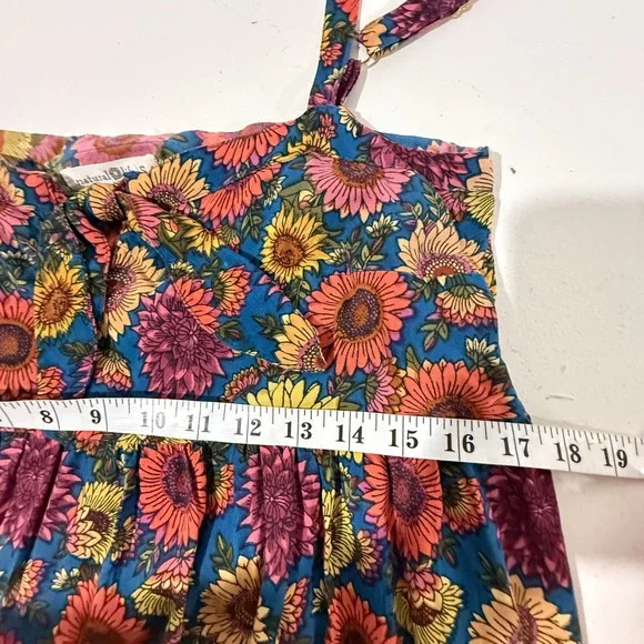 Natural Life Sunflower Print Maxi Dress Blue Yellow Pink Boho Festival S - Picture 6 of 9